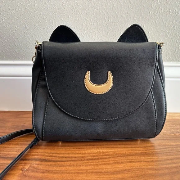 NWOT Sailor Moon Luna Cat Black Crossbody Bag - Picture 4 of 5